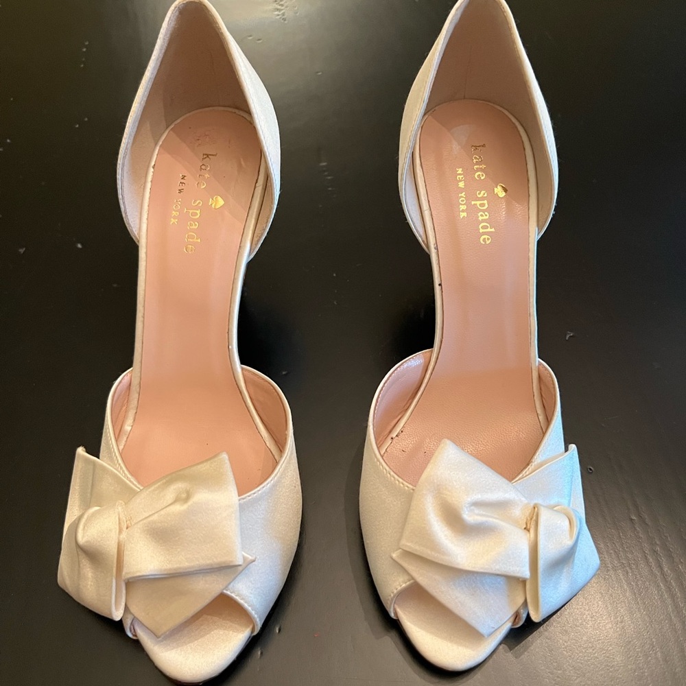 Kate Spade glitter heel peep toe shoes